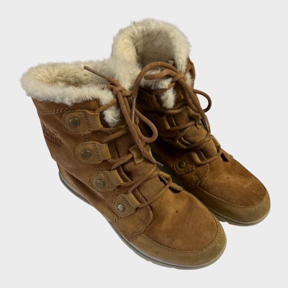 Sorel Shoes - Sorel Womens Size 6.5 Joan Fur Lined Leather Waterproof Camel Brown Snow Boots